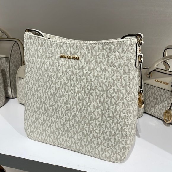 Michael Kors Jet Set Travel Large Messenger Crossbody Bag Light Cream Multi - Picture 6 of 16